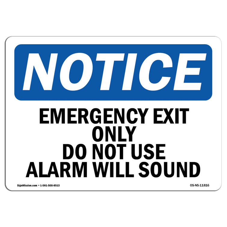 SignMission Emergency Exit Only Do Not Use Alarm Will Sound Sign Wayfair